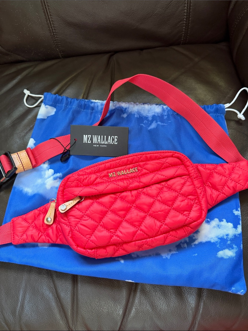 MZ Wallace Red Quilted Nylon Belt Bag / Fanny Pack